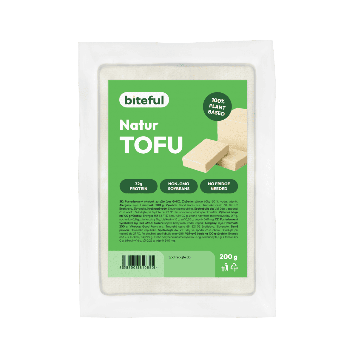 Biteful natur tofu – plant-based tofu z non-GMO sóje